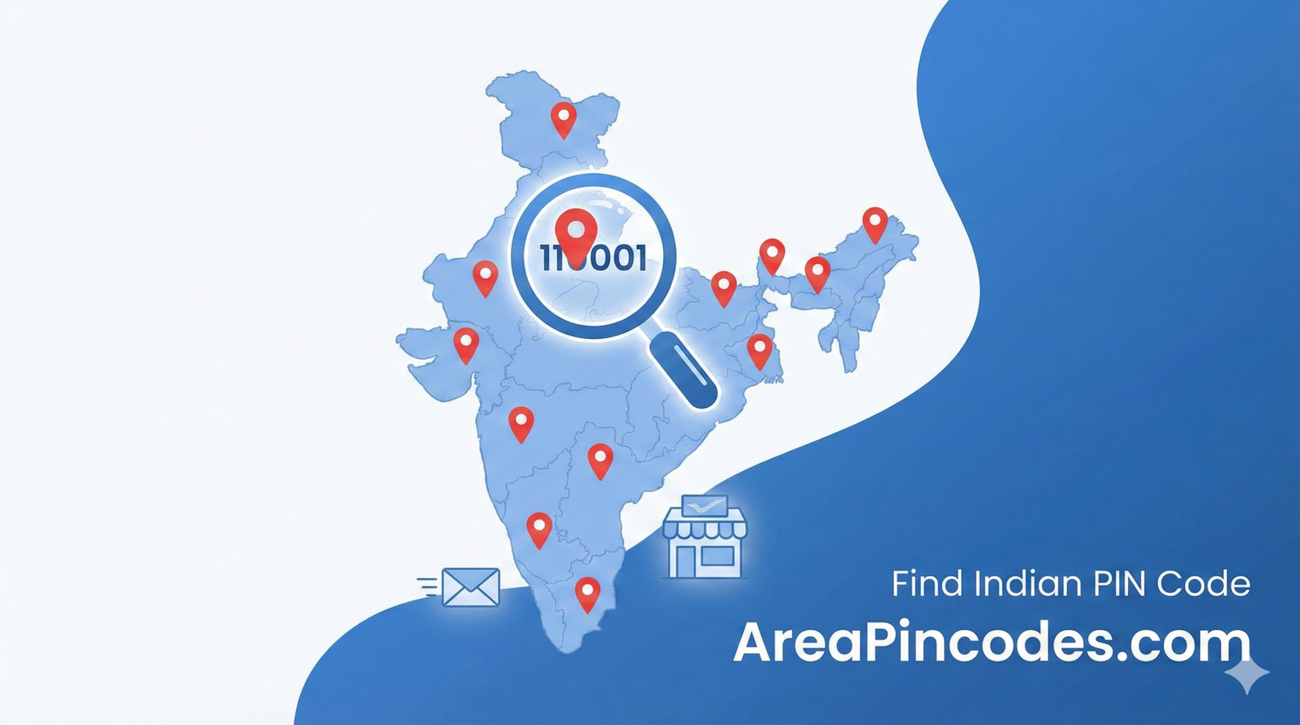 Indian PIN code search illustration by AreaPincodes.com.