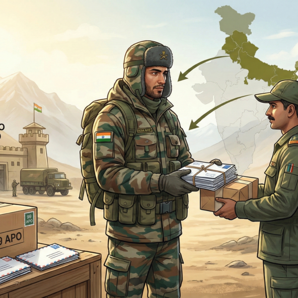 Army Postal Service APS mail delivery in India showing soldiers receiving letters via 56 APO and 99 APO – AreaPincodes.com