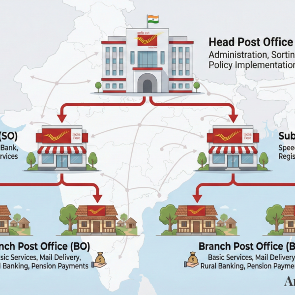HO, SO and BO post office types in India explained with hierarchy diagram – AreaPincodes.com