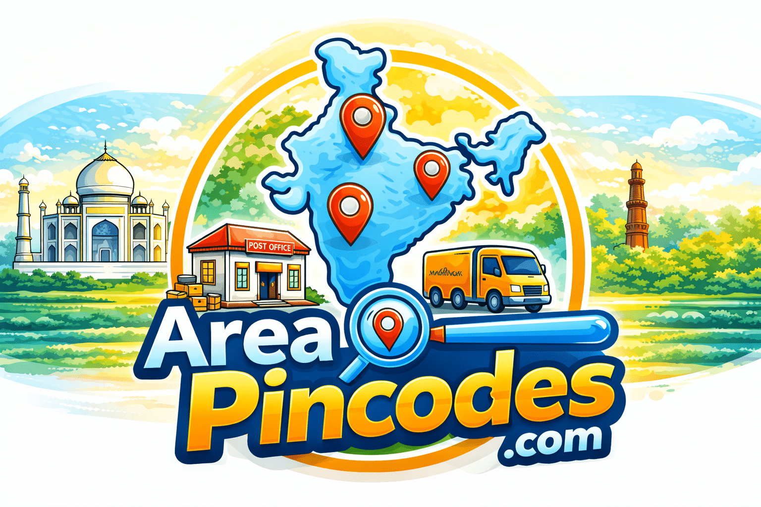 Pin code of my location in India shown on map with AreaPincodes.com postal search